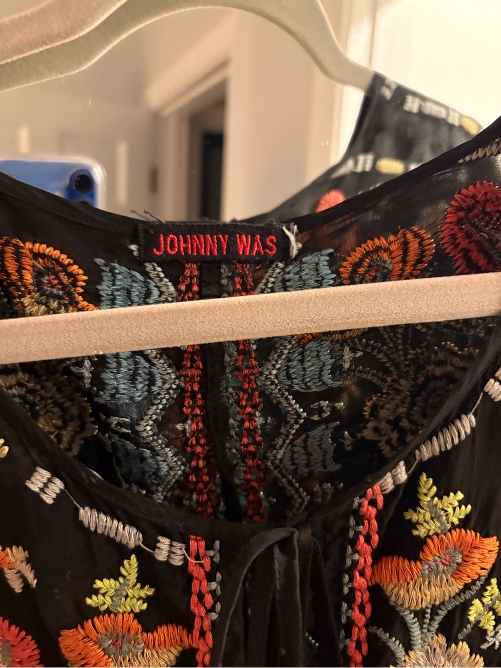Johnny Was Embroidered Black Floral Peasant Top - Picture 2 of 4